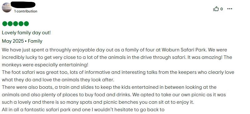 Lovely family day out five star trip advisor review of the Woburn Safari Park